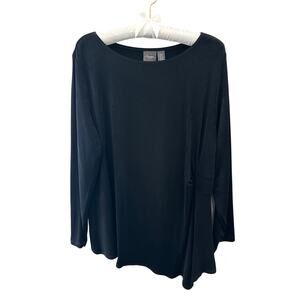 CHICO’S Travelers Black Side Drape Top Stretch Travel Career NWT | Petite 3P XL